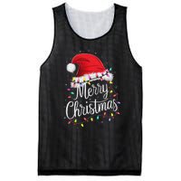 Merry Christmas Lights Red Santa Hat Xmas Family Women Mesh Reversible Basketball Jersey Tank