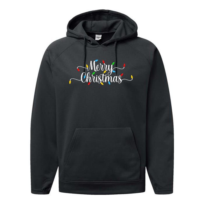 Merry Christmas Lights  Performance Fleece Hoodie