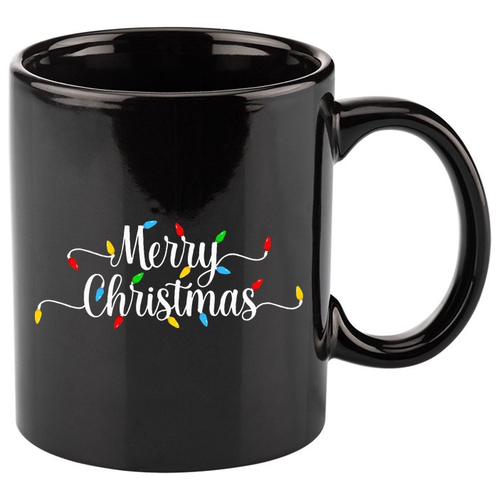 Merry Christmas Lights  11oz C Handle Ceramic Mug
