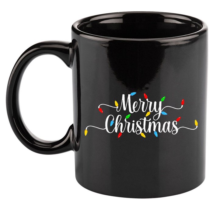 Merry Christmas Lights  11oz C Handle Ceramic Mug