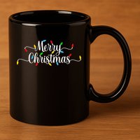 Merry Christmas Lights  11oz C Handle Ceramic Mug