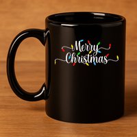 Merry Christmas Lights  11oz C Handle Ceramic Mug