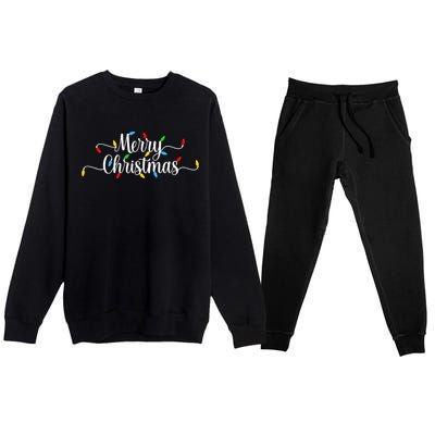 Merry Christmas Lights  Premium Crewneck Sweatsuit Set