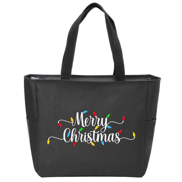 Merry Christmas Lights  Zip Tote Bag