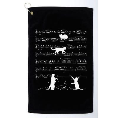 Musician Cat Lover Funny Cute Kitty Playing Music Note Clef Platinum Collection Golf Towel