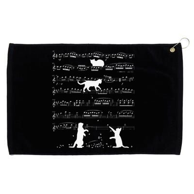 Musician Cat Lover Funny Cute Kitty Playing Music Note Clef Grommeted Golf Towel