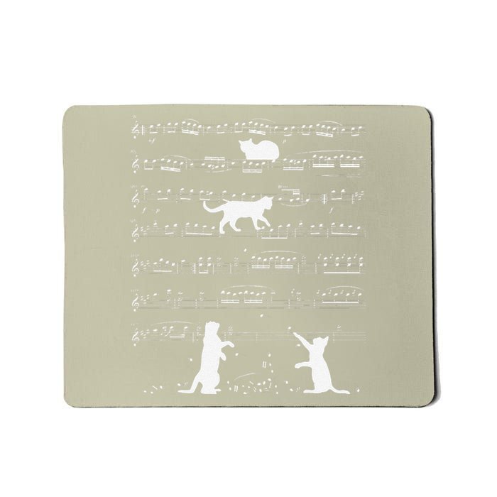 Musician Cat Lover Funny Cute Kitty Playing Music Note Clef Mousepad