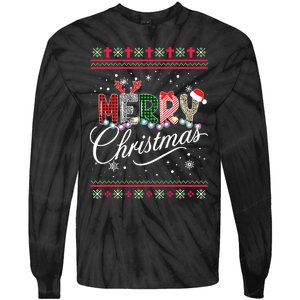 Merry Christmas Leopard Buffalo Red Plaid Tie-Dye Long Sleeve Shirt