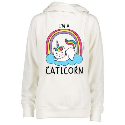 Magical Cat Lover Unicorn Rainbow Design Womens Funnel Neck Pullover Hood