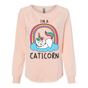 Magical Cat Lover Unicorn Rainbow Design Womens California Wash Sweatshirt