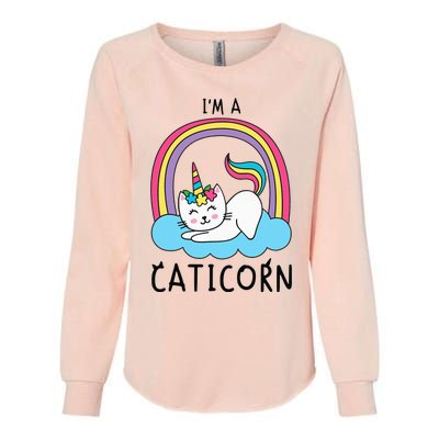 Magical Cat Lover Unicorn Rainbow Design Womens California Wash Sweatshirt