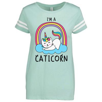 Magical Cat Lover Unicorn Rainbow Design Enza Ladies Jersey Football T-Shirt