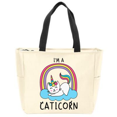 Magical Cat Lover Unicorn Rainbow Design Zip Tote Bag