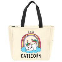 Magical Cat Lover Unicorn Rainbow Design Zip Tote Bag