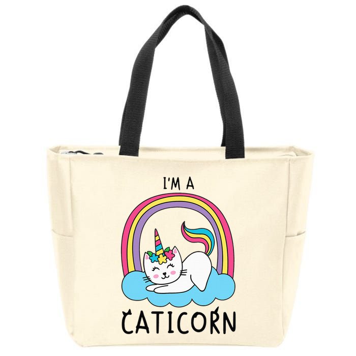 Magical Cat Lover Unicorn Rainbow Design Zip Tote Bag