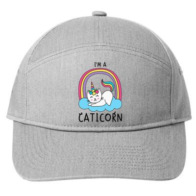 Magical Cat Lover Unicorn Rainbow Design 7-Panel Snapback Hat