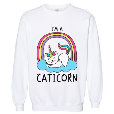 Magical Cat Lover Unicorn Rainbow Design Garment-Dyed Sweatshirt