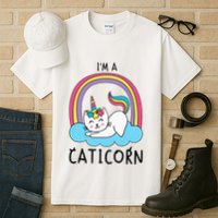 Magical Cat Lover Unicorn Rainbow Design Tall T-Shirt