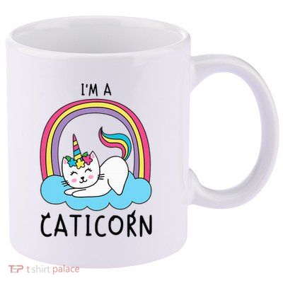 Magical Cat Lover Unicorn Rainbow Design 11oz C Handle Ceramic Mug