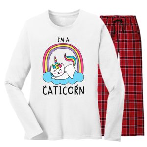 Magical Cat Lover Unicorn Rainbow Design Women's Long Sleeve Flannel Pajama Set 