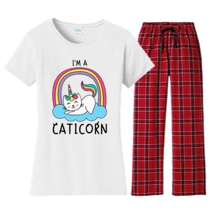 Magical Cat Lover Unicorn Rainbow Design Women's Flannel Pajama Set