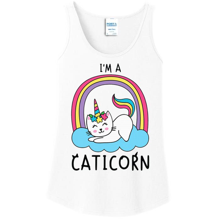 Magical Cat Lover Unicorn Rainbow Design Ladies Essential Tank