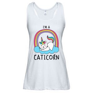 Magical Cat Lover Unicorn Rainbow Design Ladies Essential Flowy Tank