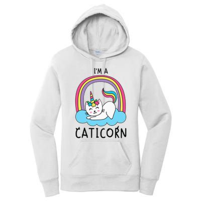 Magical Cat Lover Unicorn Rainbow Design Women's Pullover Hoodie