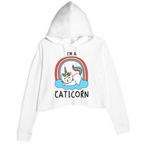 Magical Cat Lover Unicorn Rainbow Design Crop Fleece Hoodie