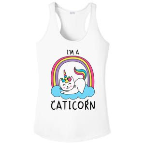 Magical Cat Lover Unicorn Rainbow Design Ladies PosiCharge Competitor Racerback Tank