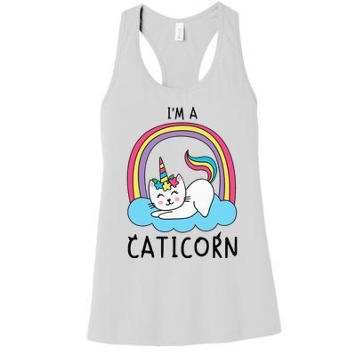 Magical Cat Lover Unicorn Rainbow Design Women's Racerback Tank