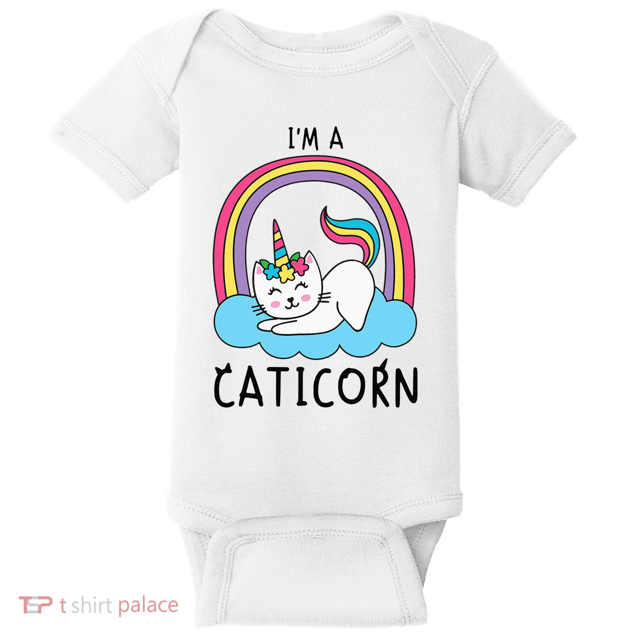 Magical Cat Lover Unicorn Rainbow Design Baby Bodysuit
