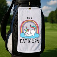 Magical Cat Lover Unicorn Rainbow Design Golf Towel