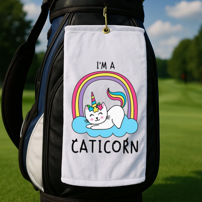 Magical Cat Lover Unicorn Rainbow Design Golf Towel