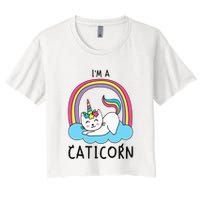 Magical Cat Lover Unicorn Rainbow Design Women's Crop Top Tee