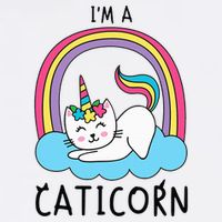 Magical Cat Lover Unicorn Rainbow Design Women's Crop Top Tee