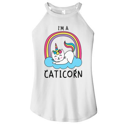 Magical Cat Lover Unicorn Rainbow Design Women's Perfect Tri Rocker Tank