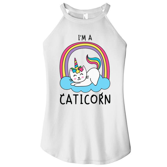 Magical Cat Lover Unicorn Rainbow Design Women's Perfect Tri Rocker Tank