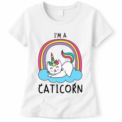 Magical Cat Lover Unicorn Rainbow Design Womens T-Shirt