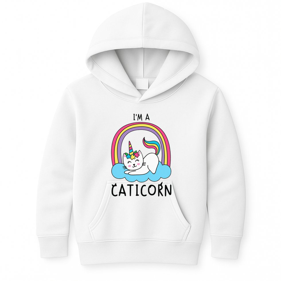 Magical Cat Lover Unicorn Rainbow Design Kids Hoodie
