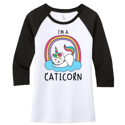 Magical Cat Lover Unicorn Rainbow Design Women's Tri-Blend 3/4-Sleeve Raglan Shirt