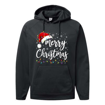 Merry Christmas Lights Red Santa Hat Xmas Family Performance Fleece Hoodie