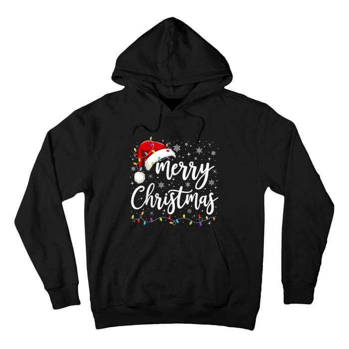 Merry Christmas Lights Red Santa Hat Xmas Family Tall Hoodie