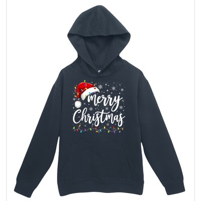 Merry Christmas Lights Red Santa Hat Xmas Family Urban Pullover Hoodie