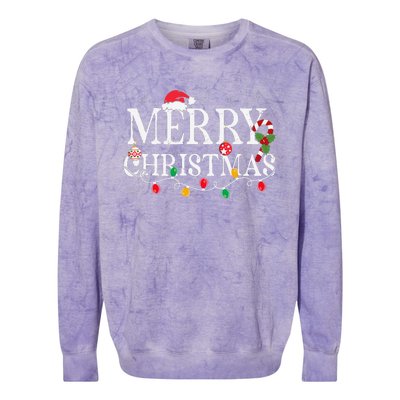 Merry Christmas Lights Santa Hat Xmas Family Colorblast Crewneck Sweatshirt