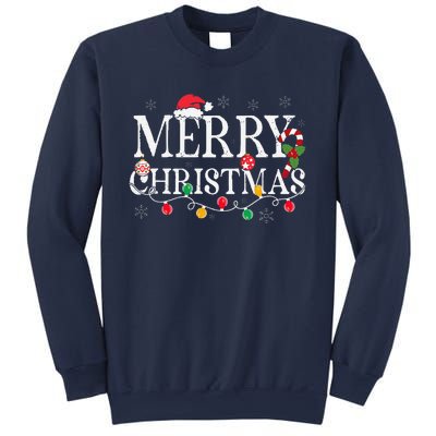 Merry Christmas Lights Santa Hat Xmas Family Sweatshirt