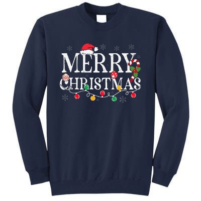 Merry Christmas Lights Santa Hat Xmas Family Tall Sweatshirt