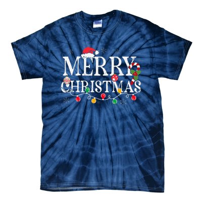 Merry Christmas Lights Santa Hat Xmas Family Tie-Dye T-Shirt