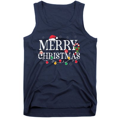 Merry Christmas Lights Santa Hat Xmas Family Tank Top