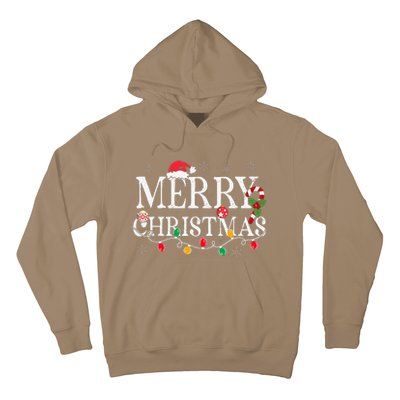 Merry Christmas Lights Santa Hat Xmas Family Hoodie